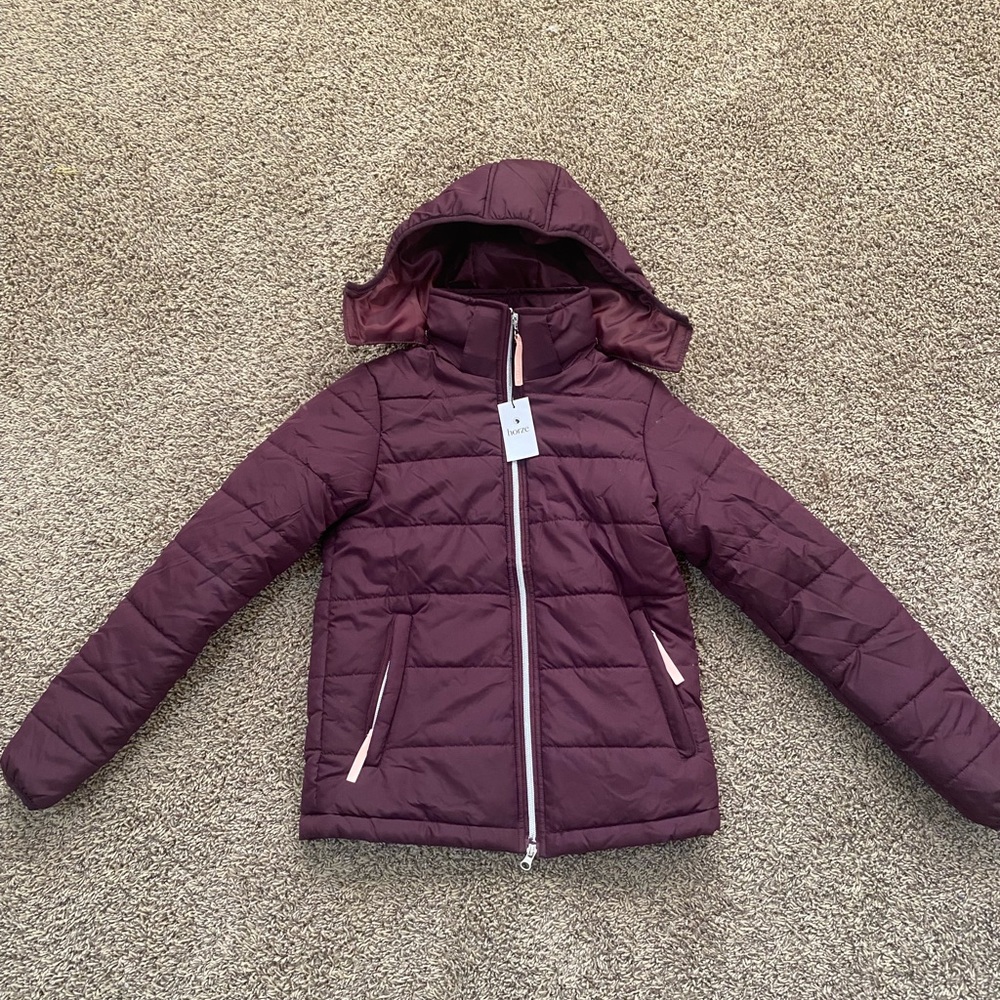 NWT Horze Morgan Kids Puffer horseback riding jacket size XL - purple.